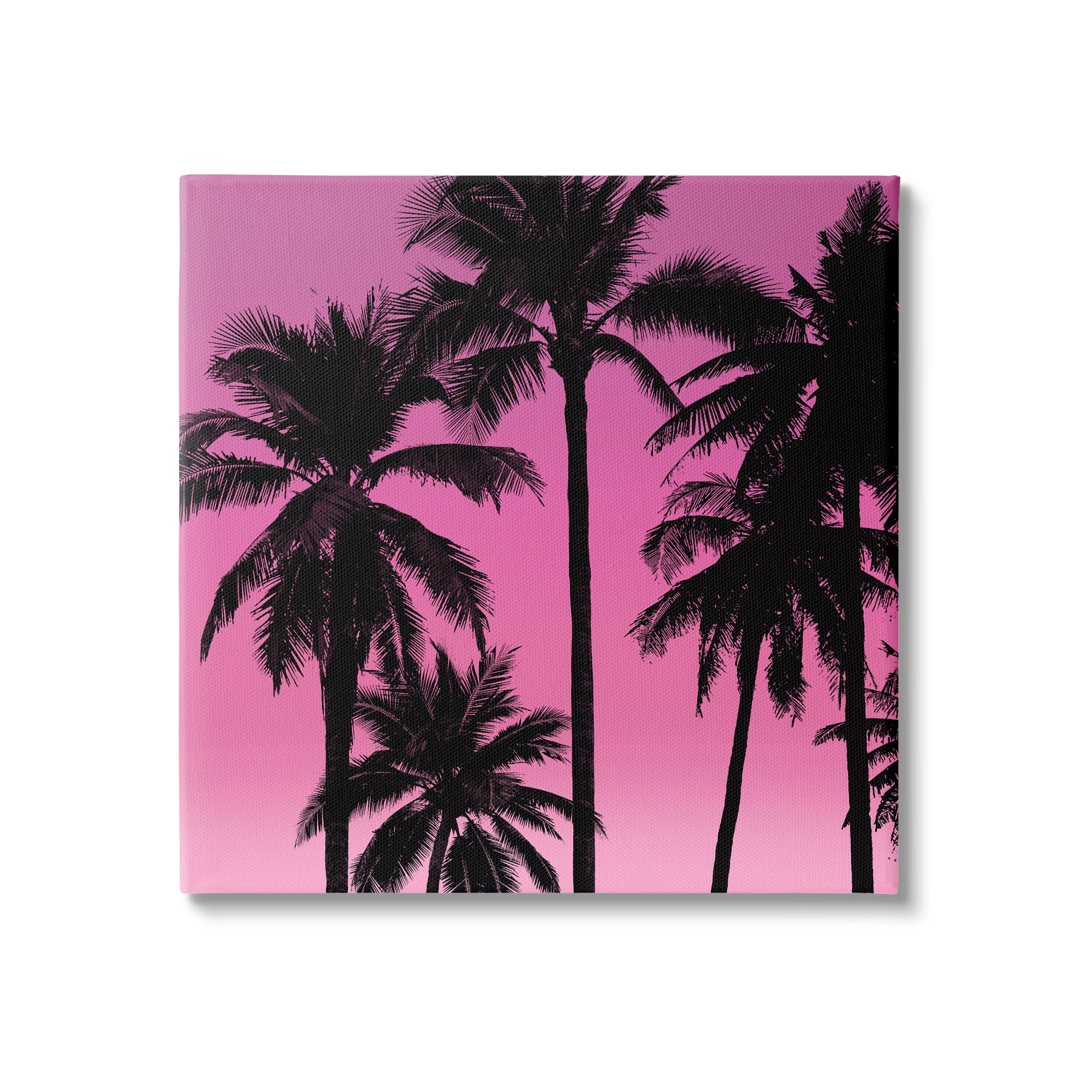 Pink Tropical Sunset Palm Trees Canvas Landscape Print, 36 x 36