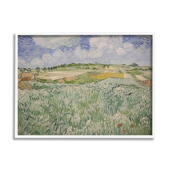 Stupell Plain Near Auvers Van Gogh Classic Landscape Painting White Framed Art Print Wall Art
