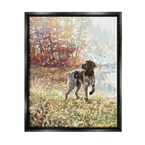 Stupell Pointer Dog Forest Lake Foliage Animals & Insects Painting Black Floater Framed Art Print Wall Art