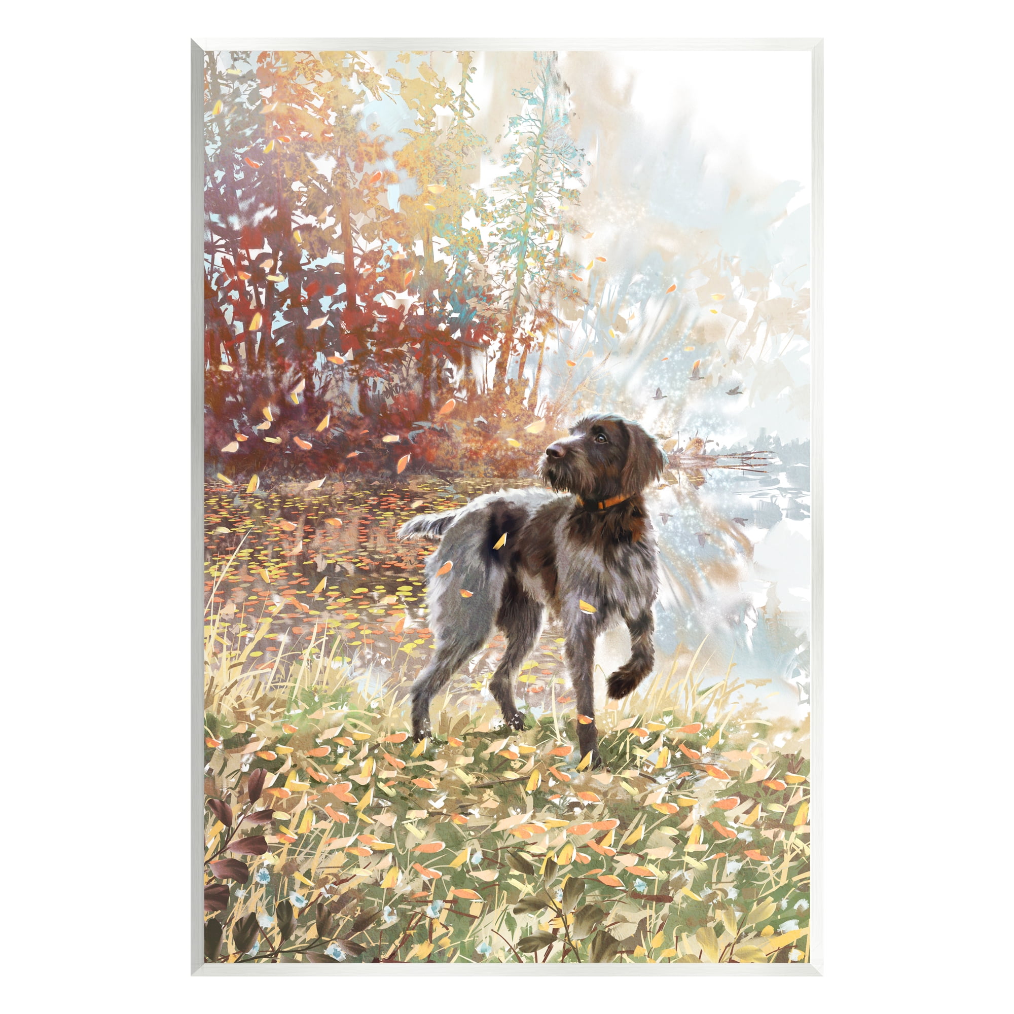 Stupell Pointer Dog Forest Lake Foliage Animals & Insects Painting Wall Plaque Unframed Art Print Wall Art