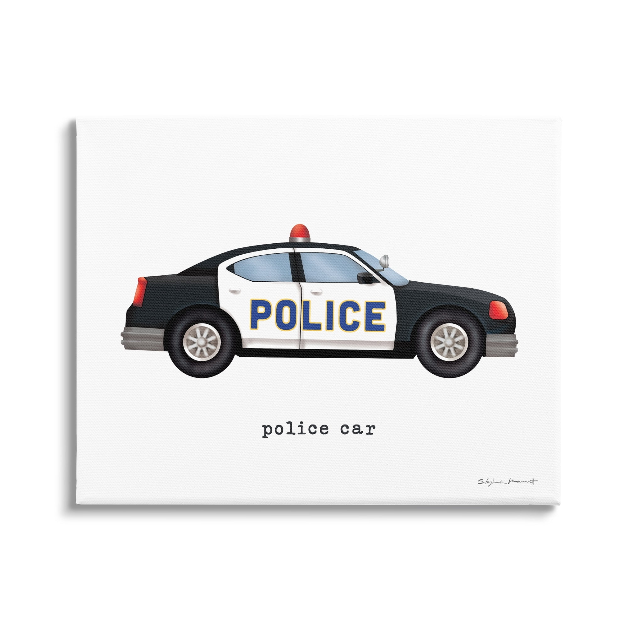 Stupell Police Car Vehicle Educational Transportation Painting Gallery Wrapped Canvas Print Wall Art