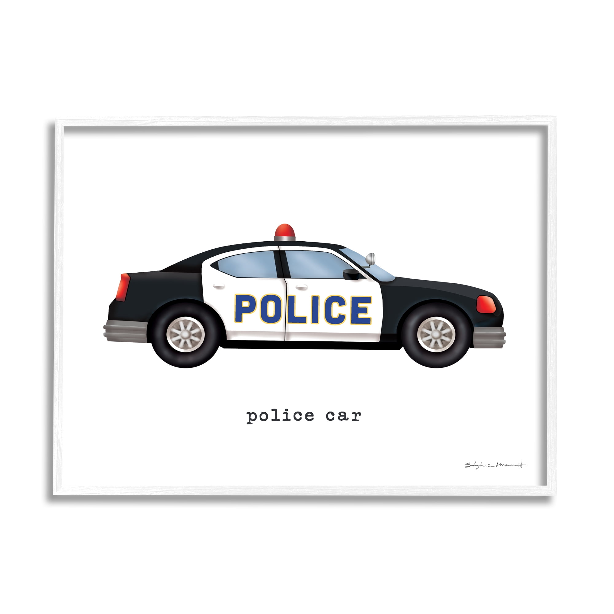 Stupell Police Car Vehicle Educational Transportation Painting White Framed Art Print Wall Art