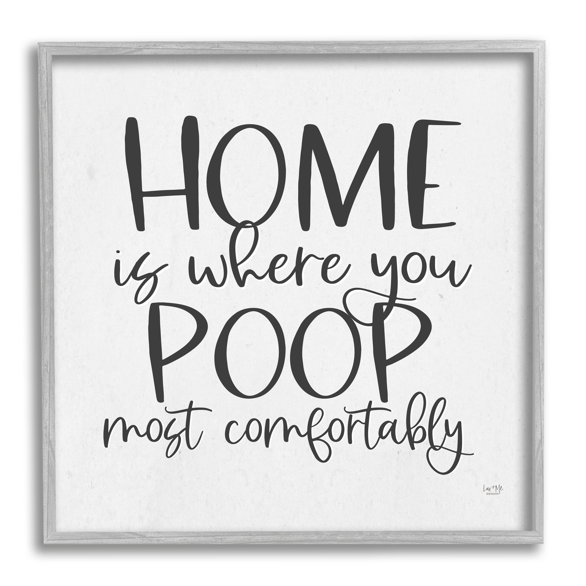 Stupell Poop Most Comfortably Funny Bathroom Typography Painting Gray Framed Art Print Wall Art