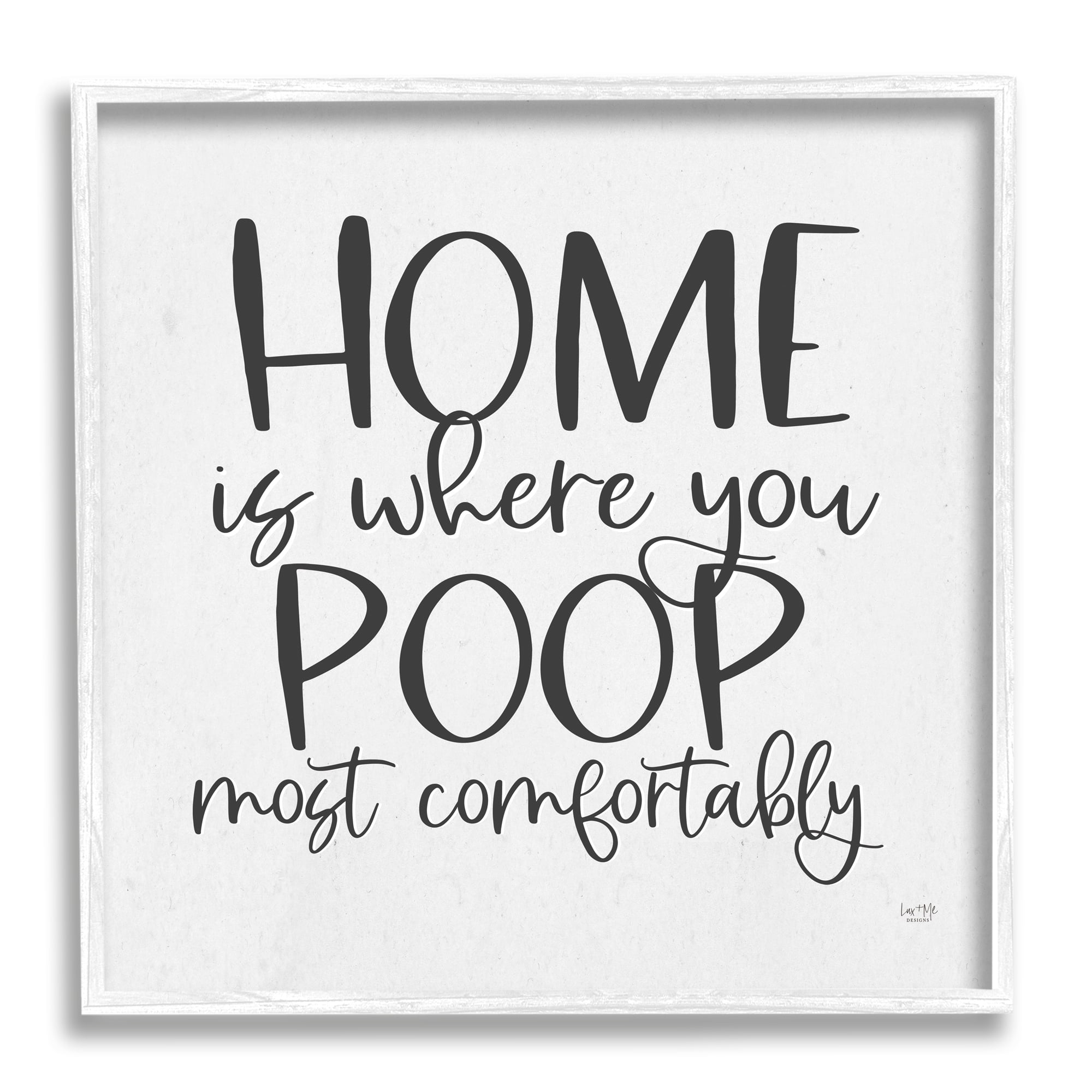 Stupell Poop Most Comfortably Funny Bathroom Typography Painting White Framed Art Print Wall Art