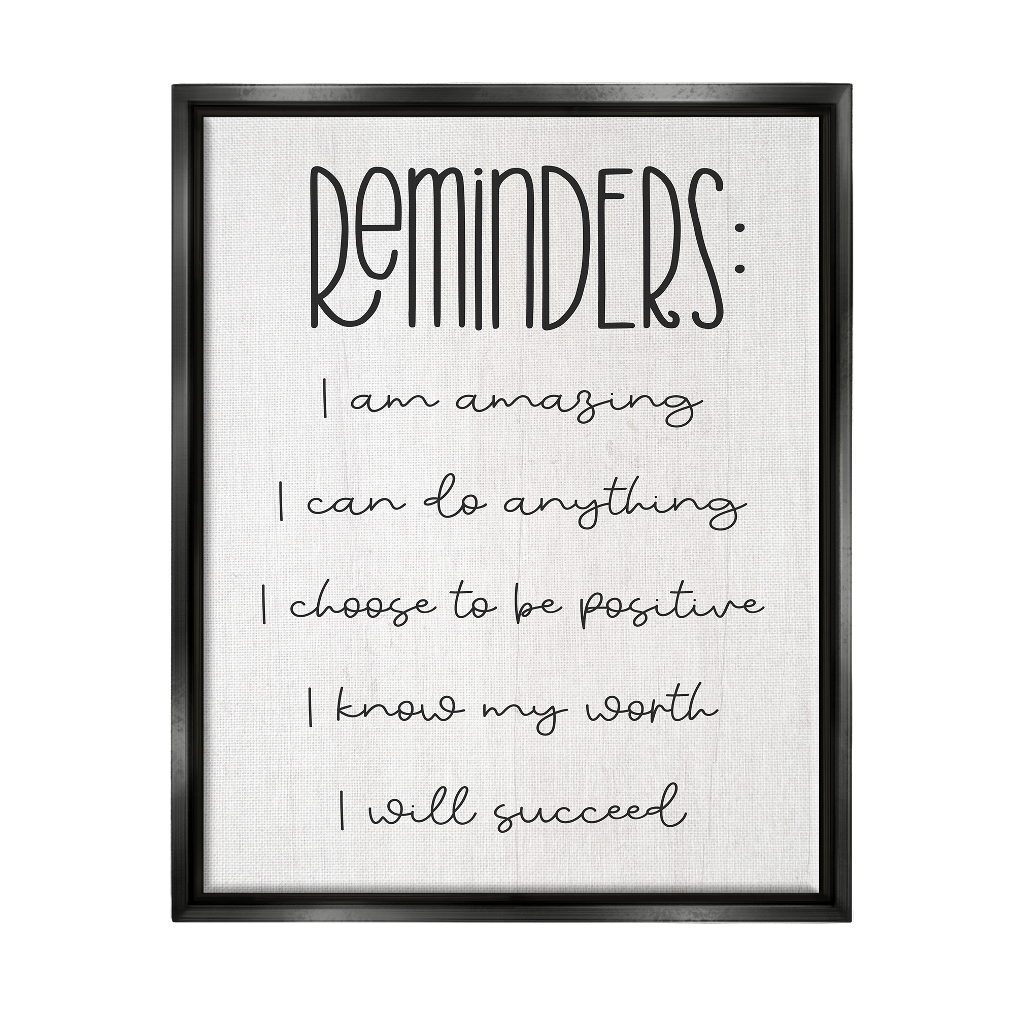 Stupell Positive Self Care Affirmation Reminders Inspirational Painting Black Floater Framed Art Print Wall Art