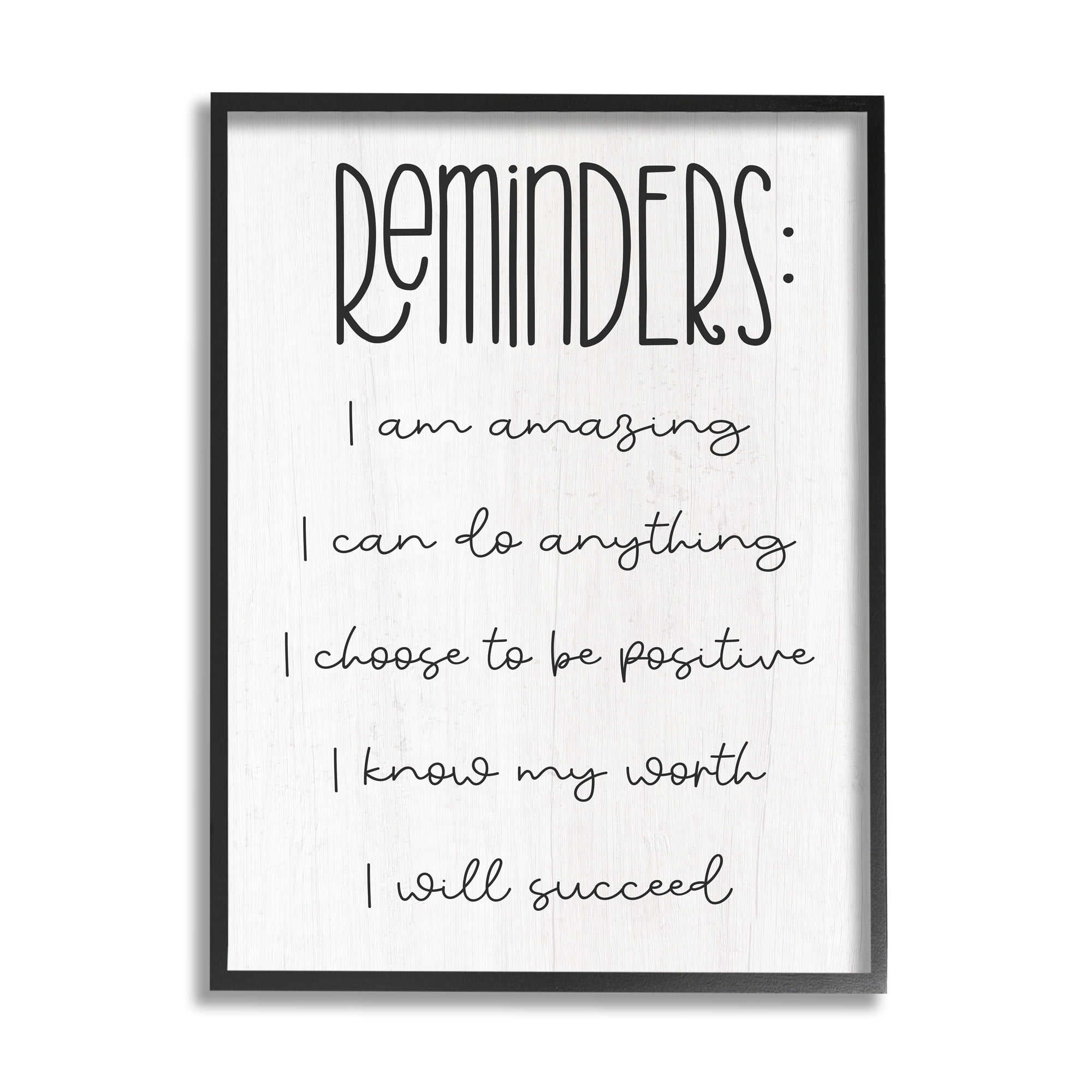 Stupell Positive Self Care Affirmation Reminders Inspirational Painting Black Framed Art Print Wall Art