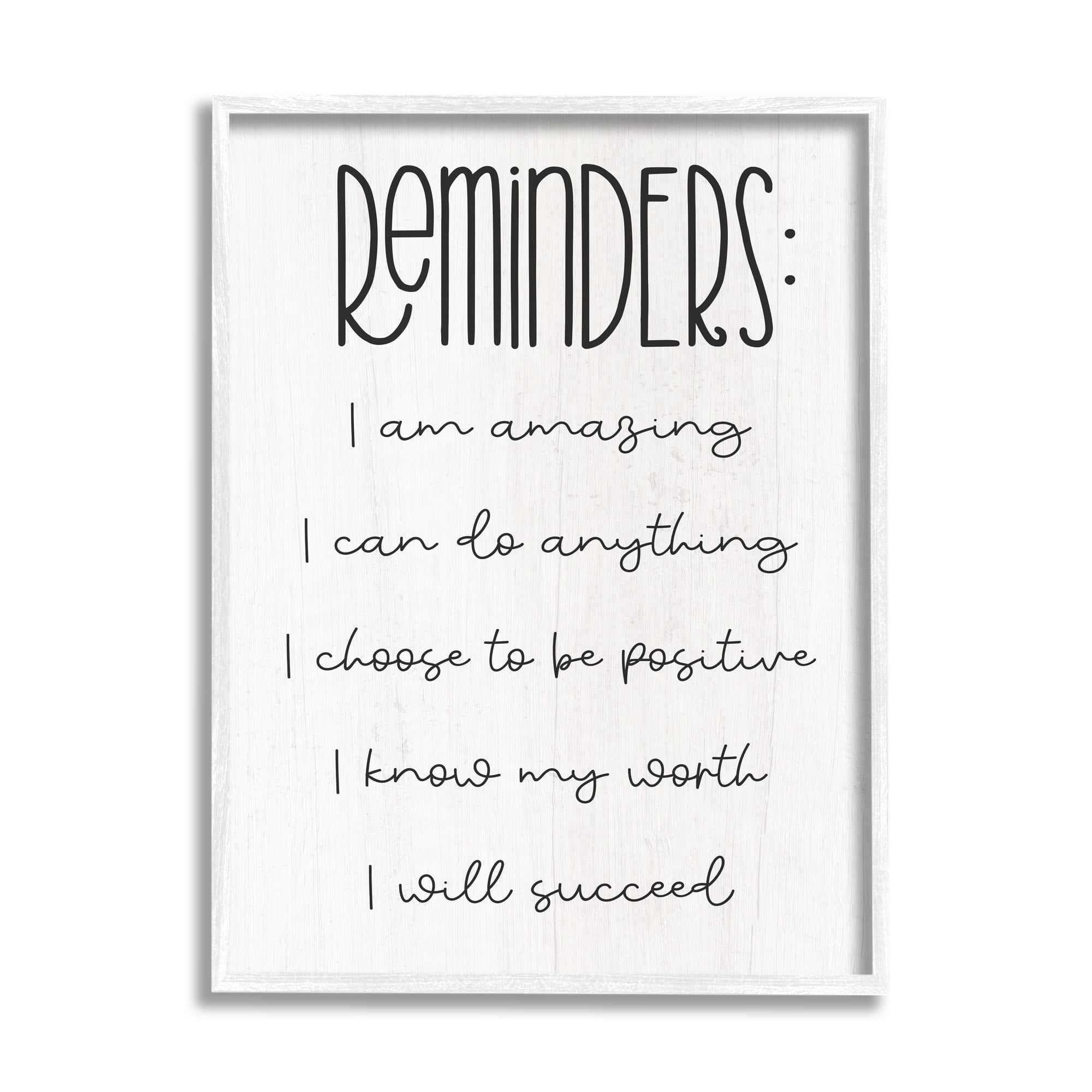 Stupell Positive Self Care Affirmation Reminders Inspirational Painting White Framed Art Print Wall Art