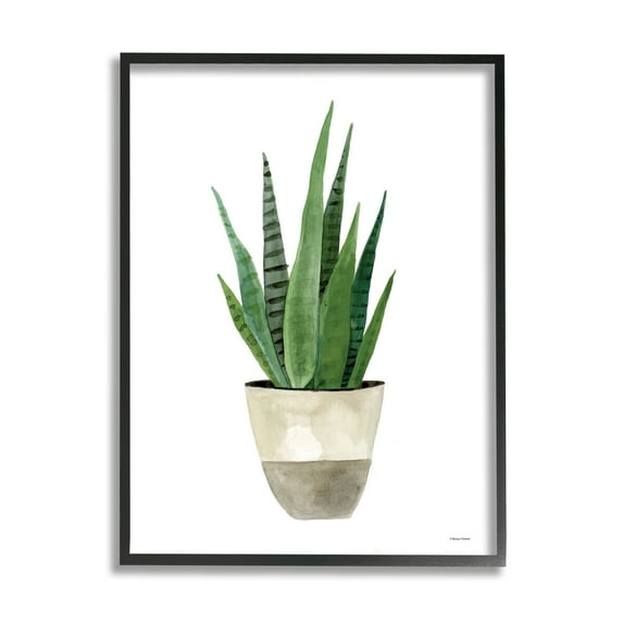 Stupell Potted Aloe Plant Casual Botanical & Floral Painting Black Framed Art Print Wall Art
