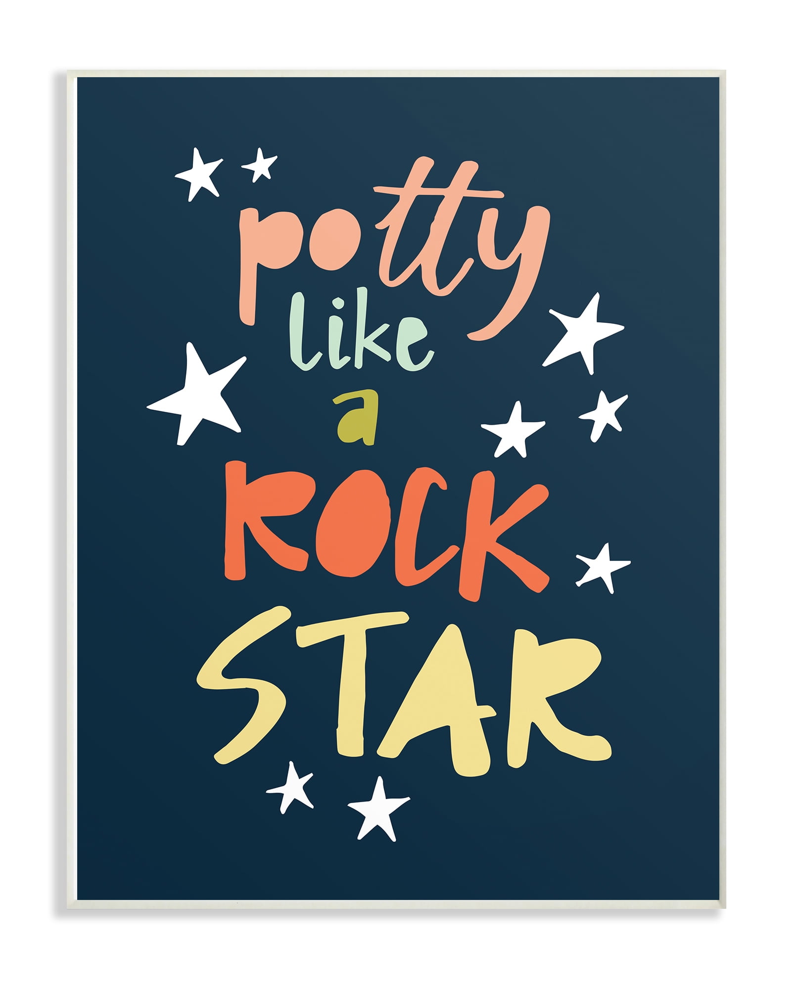 Stupell Potty Like A Rock Star Typography Wall Plaque Art, 10 x 0.5 x 15, A 13 x 19