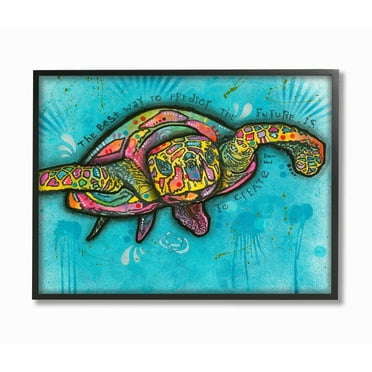 Stupell  Predict and Create Surreal Rainbow Paint Splatter Turtle Framed Art, 11 x 14, Design By Artist Dean Russo - Multi-Color 11 x 14