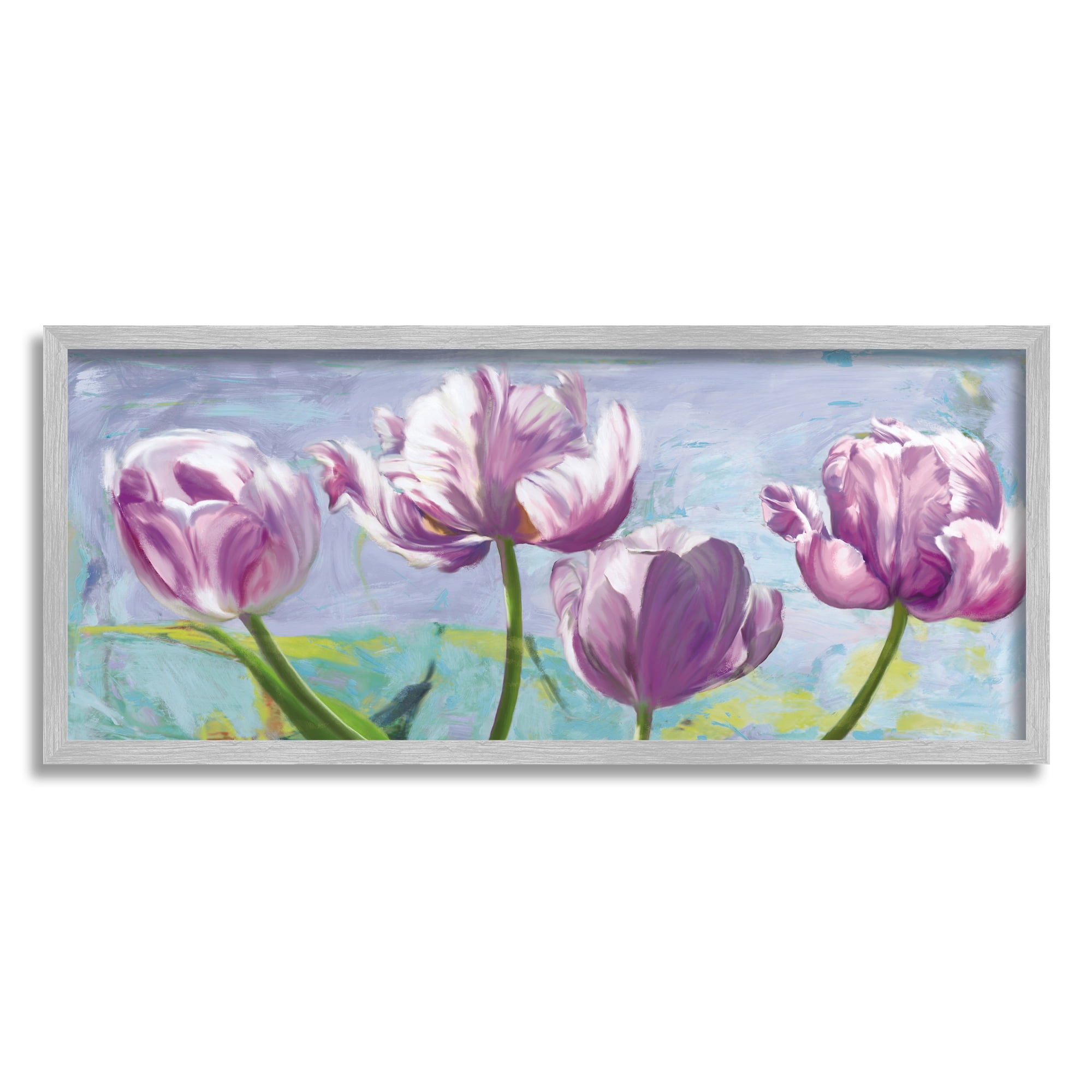 Stupell Purple Irises Nature Blooms Botanical & Floral Painting Gray Framed Art Print Wall Art