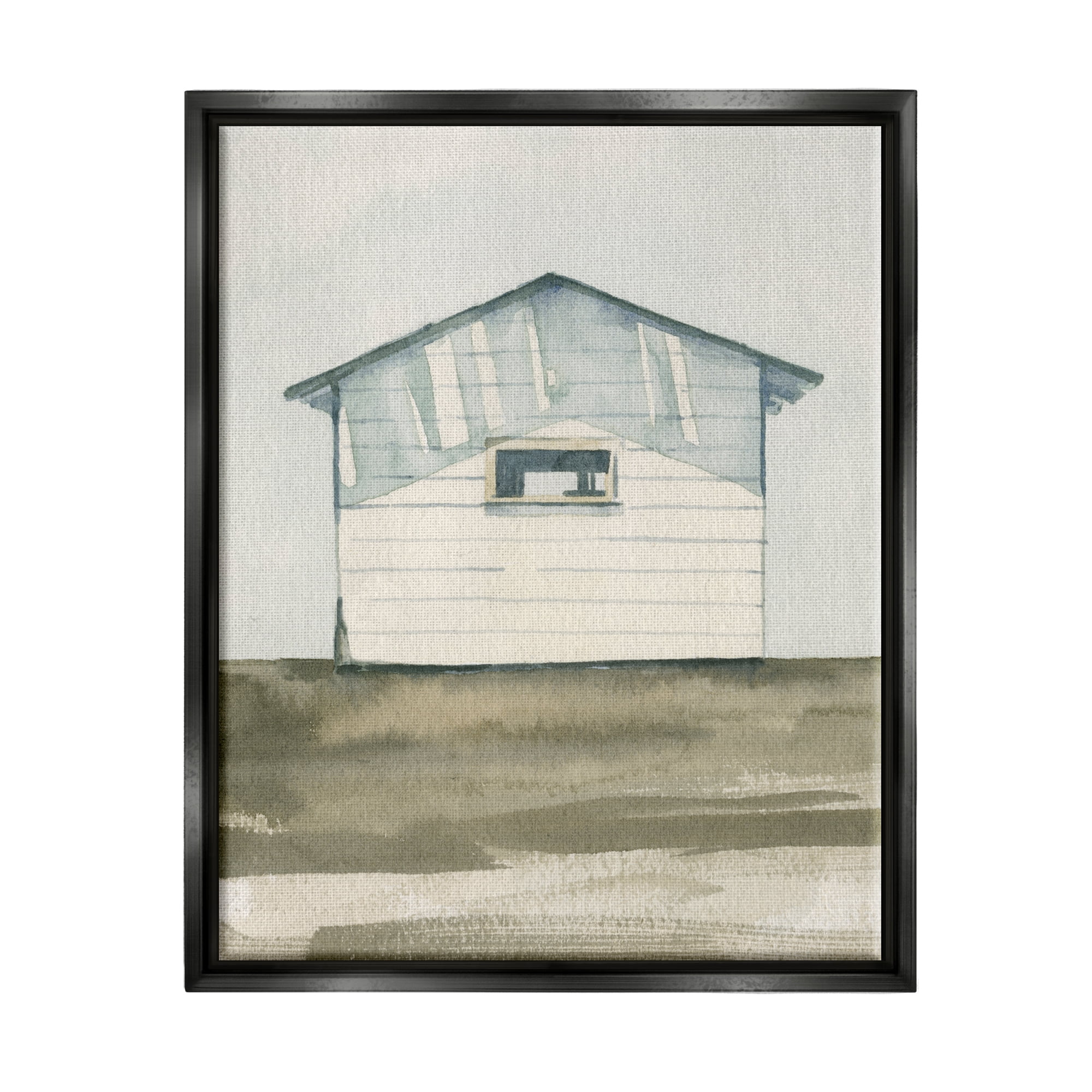 Stupell Quiet Cabin Rural Watercolor Landscape Painting Black Floater Framed Art Print Wall Art