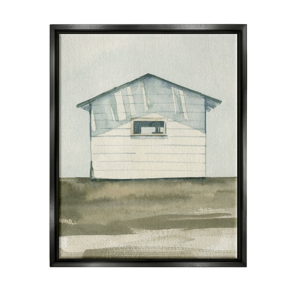 Stupell Quiet Cabin Rural Watercolor Landscape Painting Black Floater Framed Art Print Wall Art