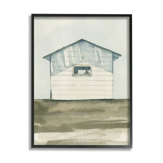 Stupell Quiet Cabin Rural Watercolor Landscape Painting Black Framed Art Print Wall Art