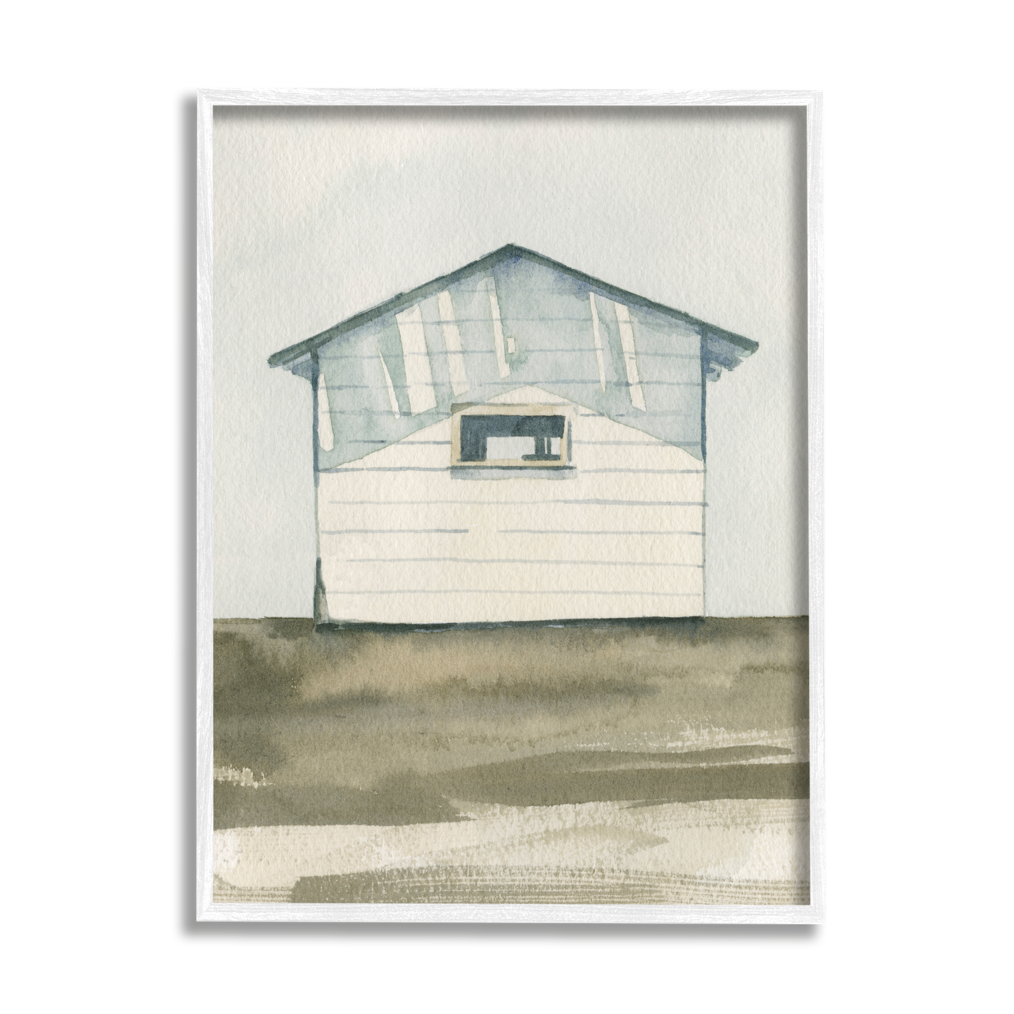 Stupell Quiet Cabin Rural Watercolor Landscape Painting White Framed Art Print Wall Art