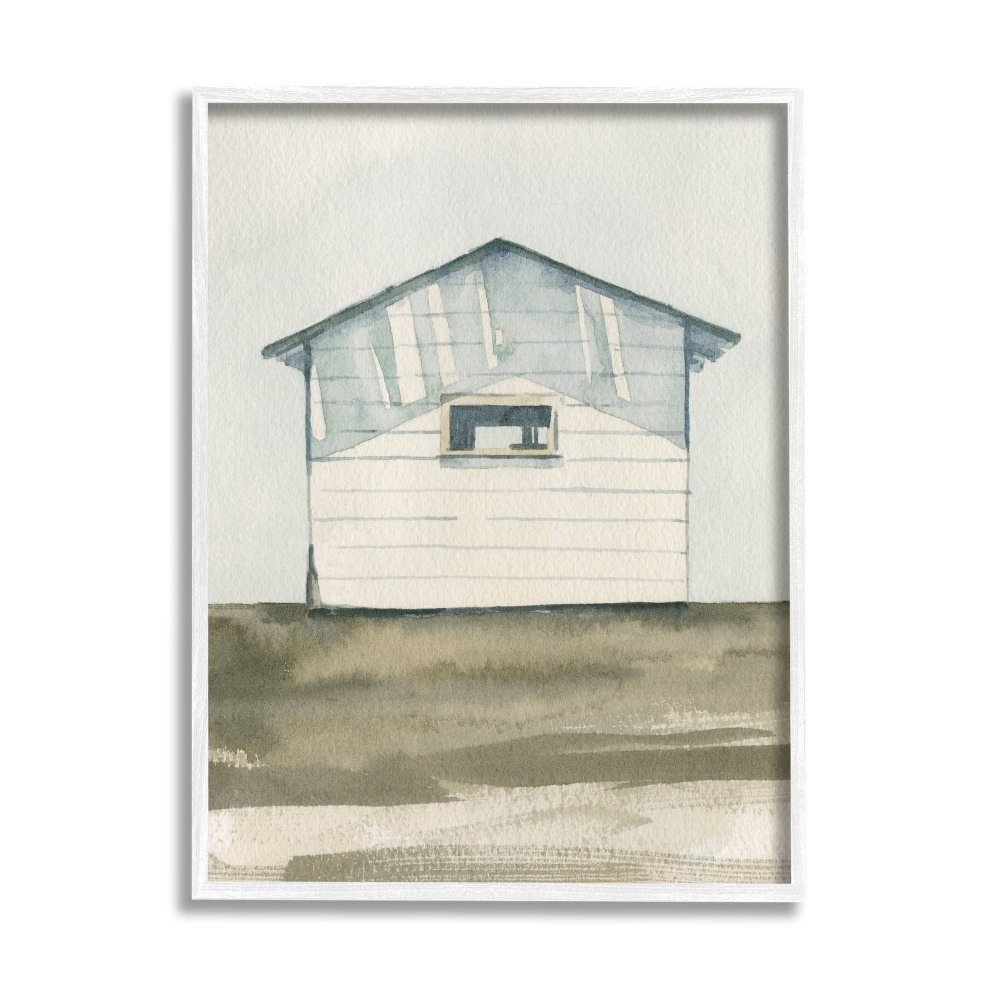 Stupell Quiet Cabin Rural Watercolor Landscape Painting White Framed Art Print Wall Art