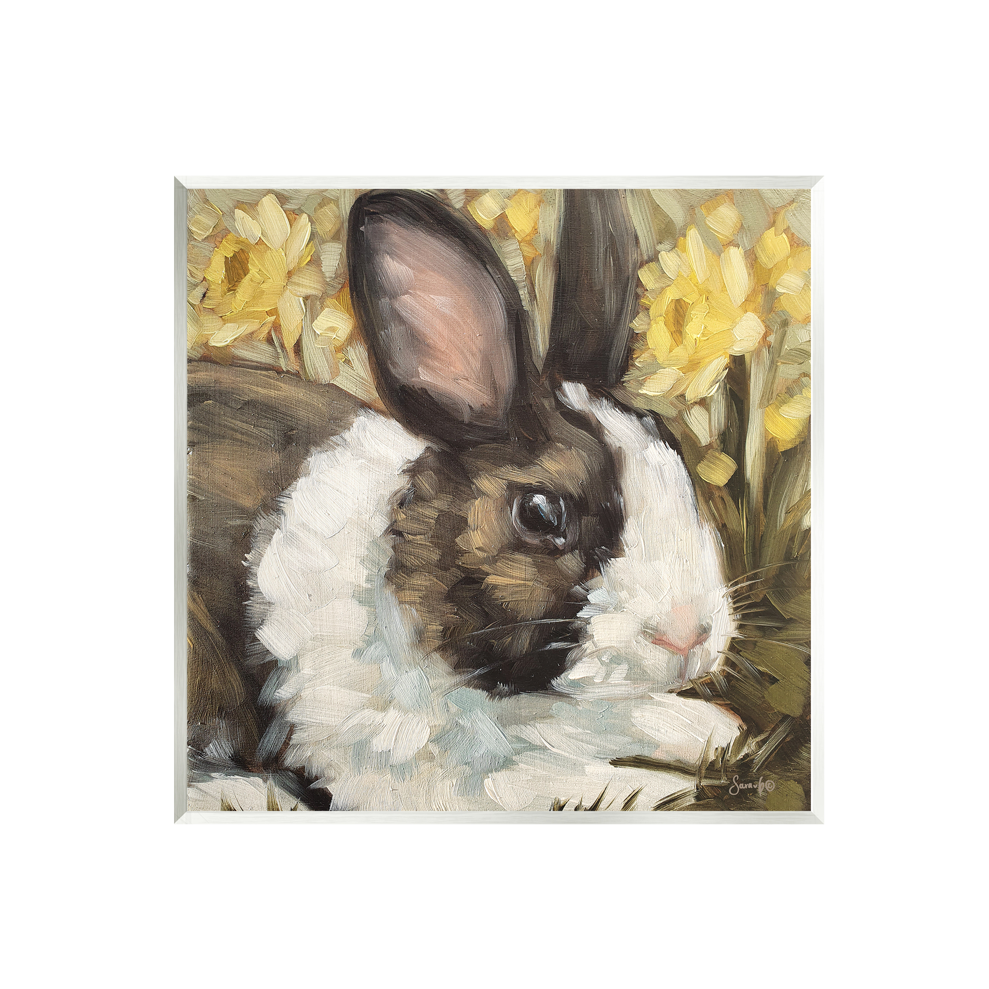 Stupell Rabbit Blooming Daffodils Nature Animals & Insects Painting Wall Plaque Unframed Art Print Wall Art