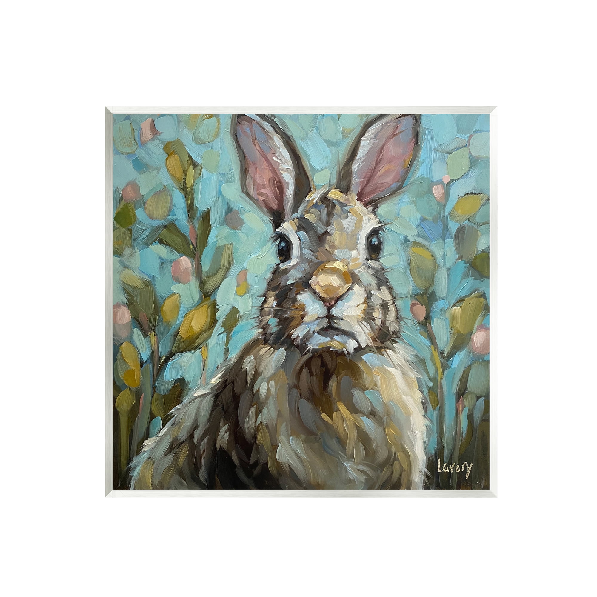 Stupell Rabbit Portrait Botanical Blooms Animals & Insects Painting Wall Plaque Unframed Art Print Wall Art