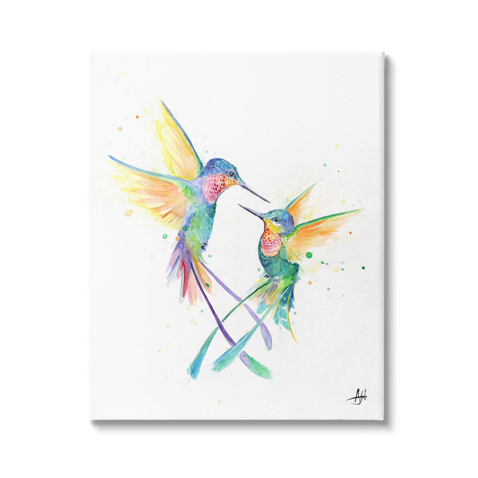 Stupell Rainbow Birds Flying Duo Animals & Insects Painting Gallery Wrapped Canvas Print Wall Art