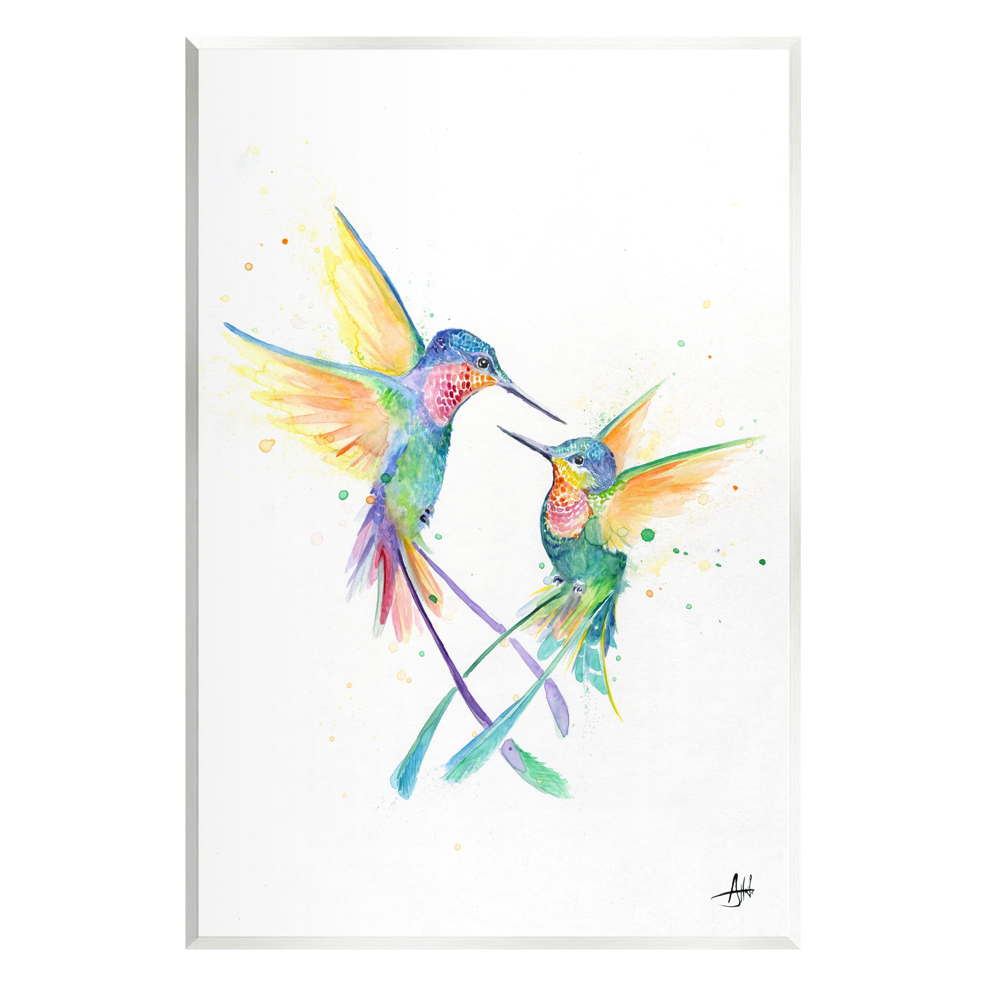 Stupell Rainbow Birds Flying Duo Animals & Insects Painting Wall Plaque Unframed Art Print Wall Art