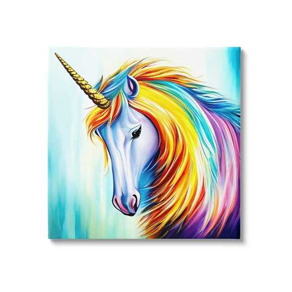 Stupell Rainbow Unicorn Fantasy Portrait Fairy Tales & Fantasy Painting Gallery Wrapped Canvas Print Wall Art