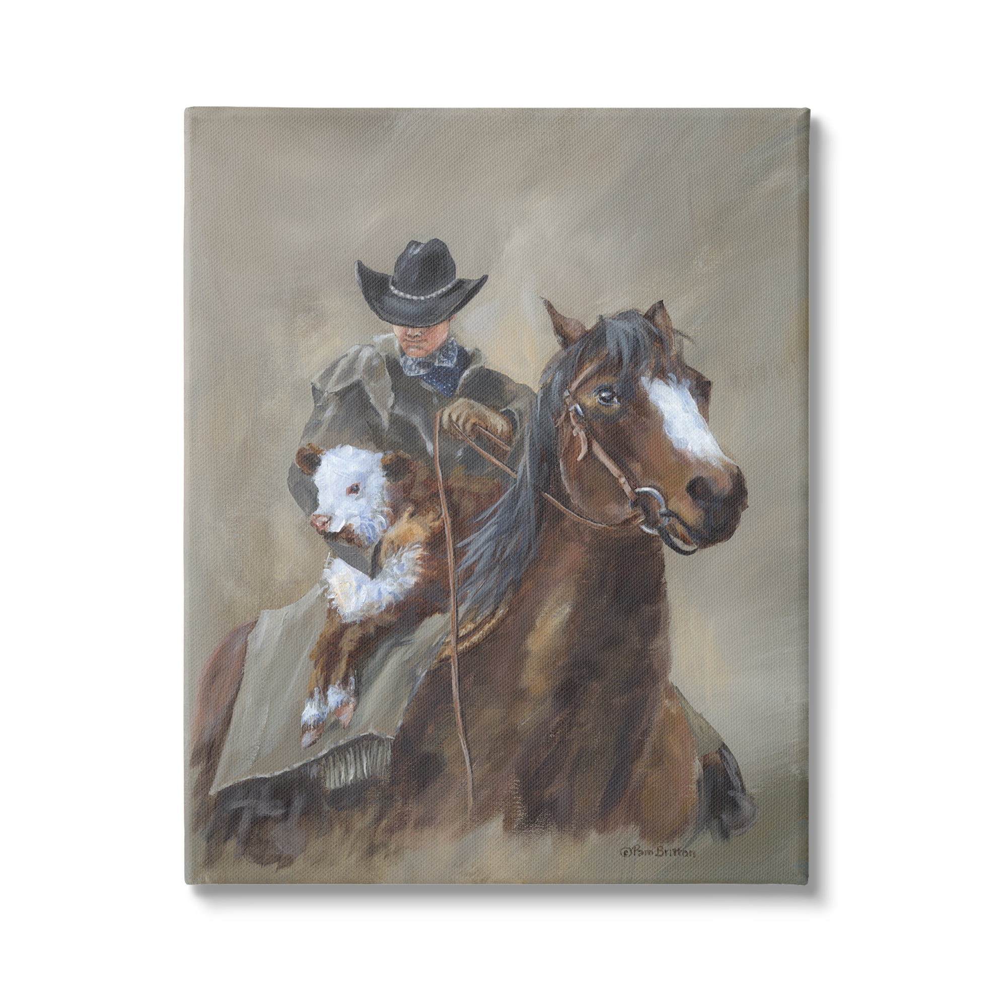 Stupell Ranch Cowboy Western Horse Animals & Insects Painting Gallery Wrapped Canvas Print Wall Art