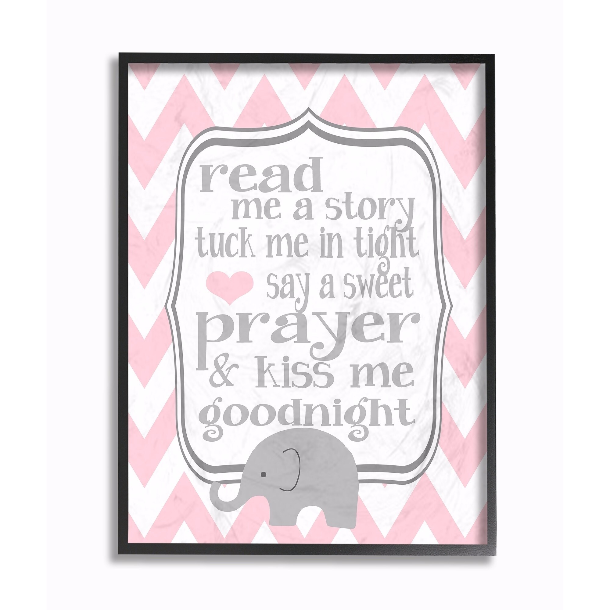 Stupell Read Me A Story/Elephant In Pink Chevron Wall Art 11x14