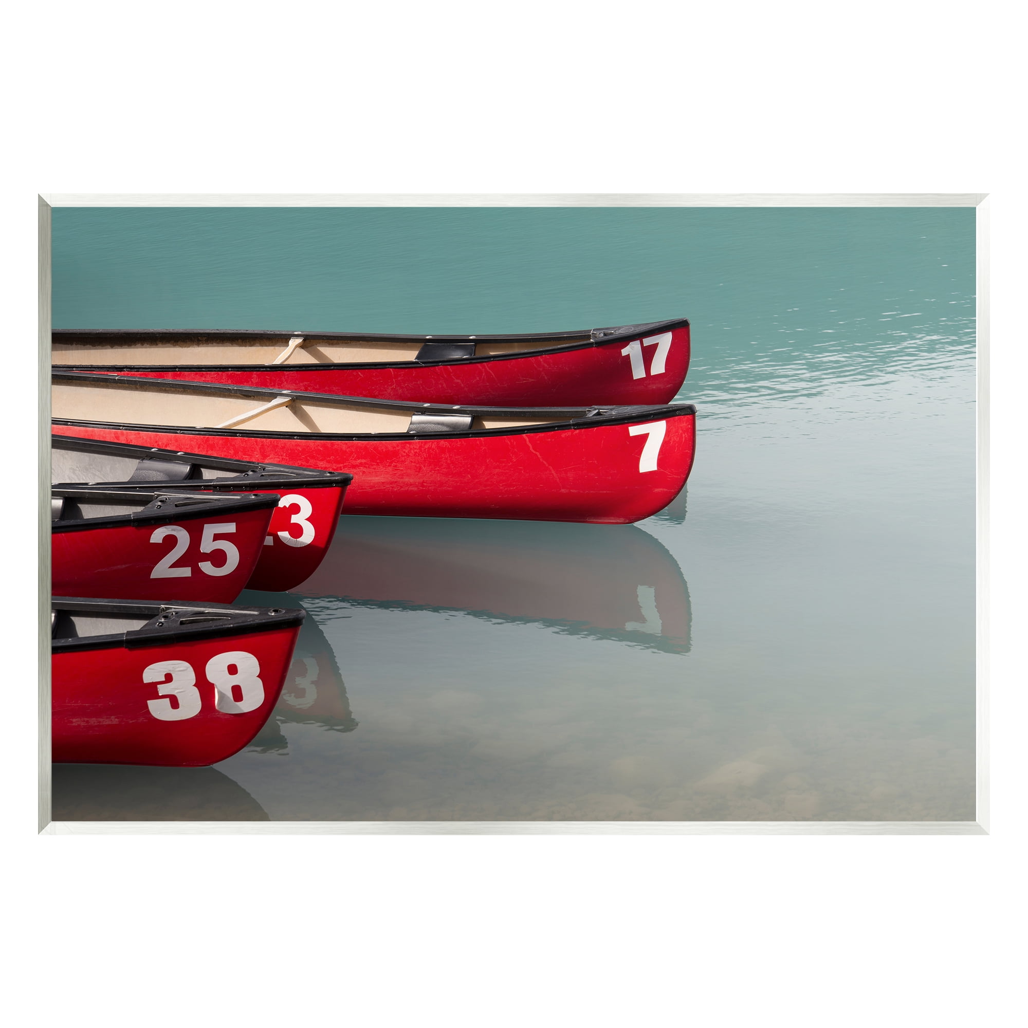 Stupell Red Canoes Summertime Lake Landscape Photography Wall Plaque Unframed Art Print Wall Art