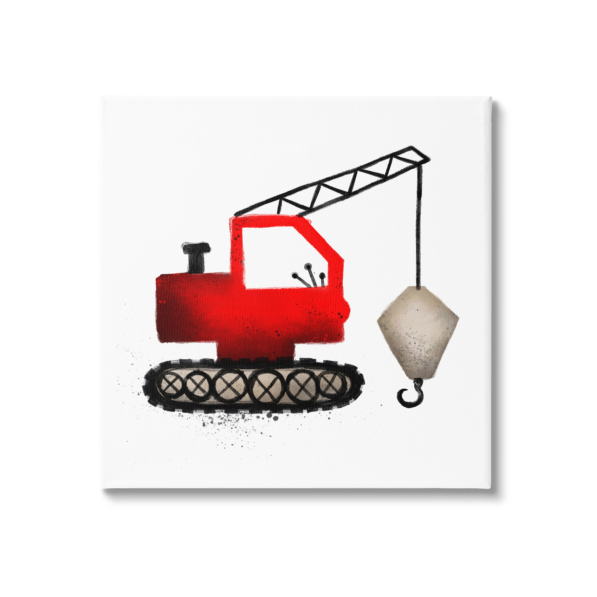 Stupell Red Crane Construction Vehicle Transportation Painting Gallery Wrapped Canvas Print Wall Art