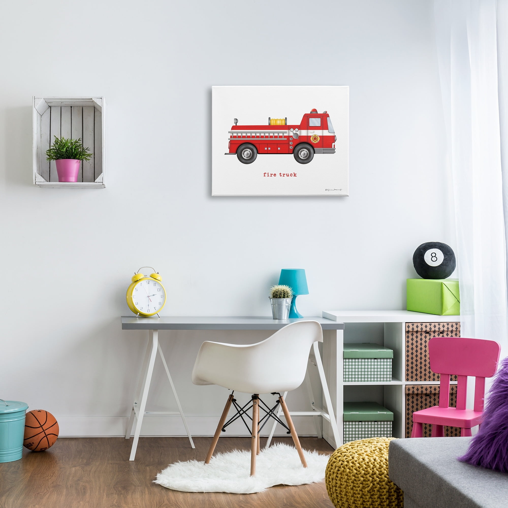 Stupell Red Fire Truck Vehicle Transportation Painting Gallery Wrapped Canvas Print Wall Art