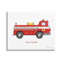 Stupell Red Fire Truck Vehicle Transportation Painting Gallery Wrapped Canvas Print Wall Art