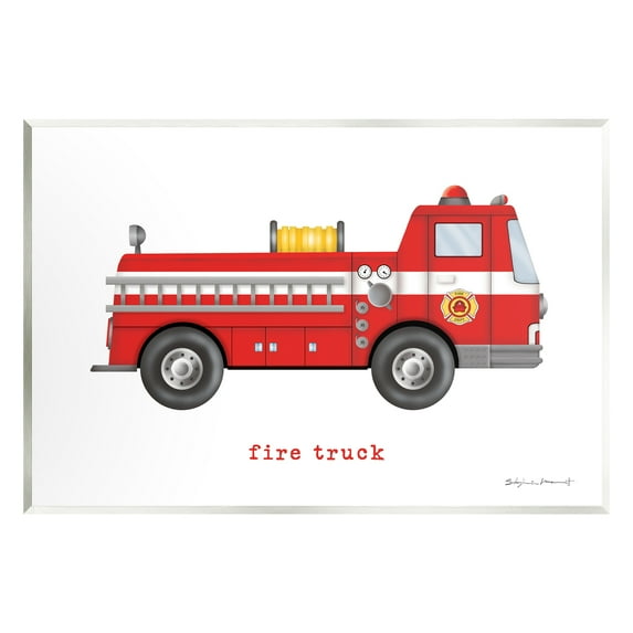 Stupell Red Fire Truck Vehicle Transportation Painting Wall Plaque Unframed Art Print Wall Art
