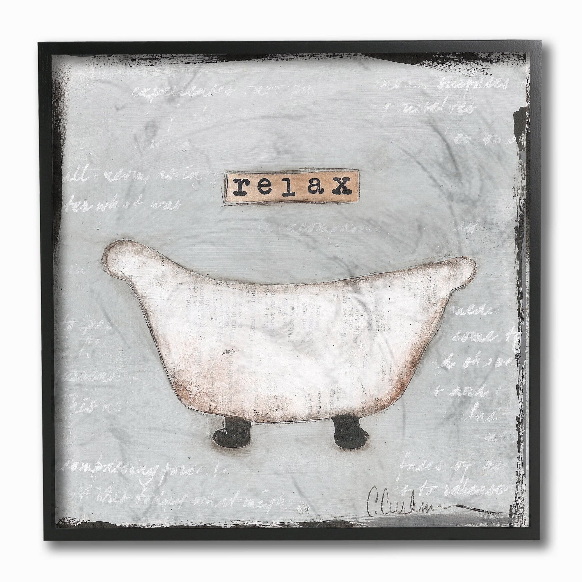 Stupell 'Relax Bathtub Pastels' Bath Framed Giclee Texturized Art