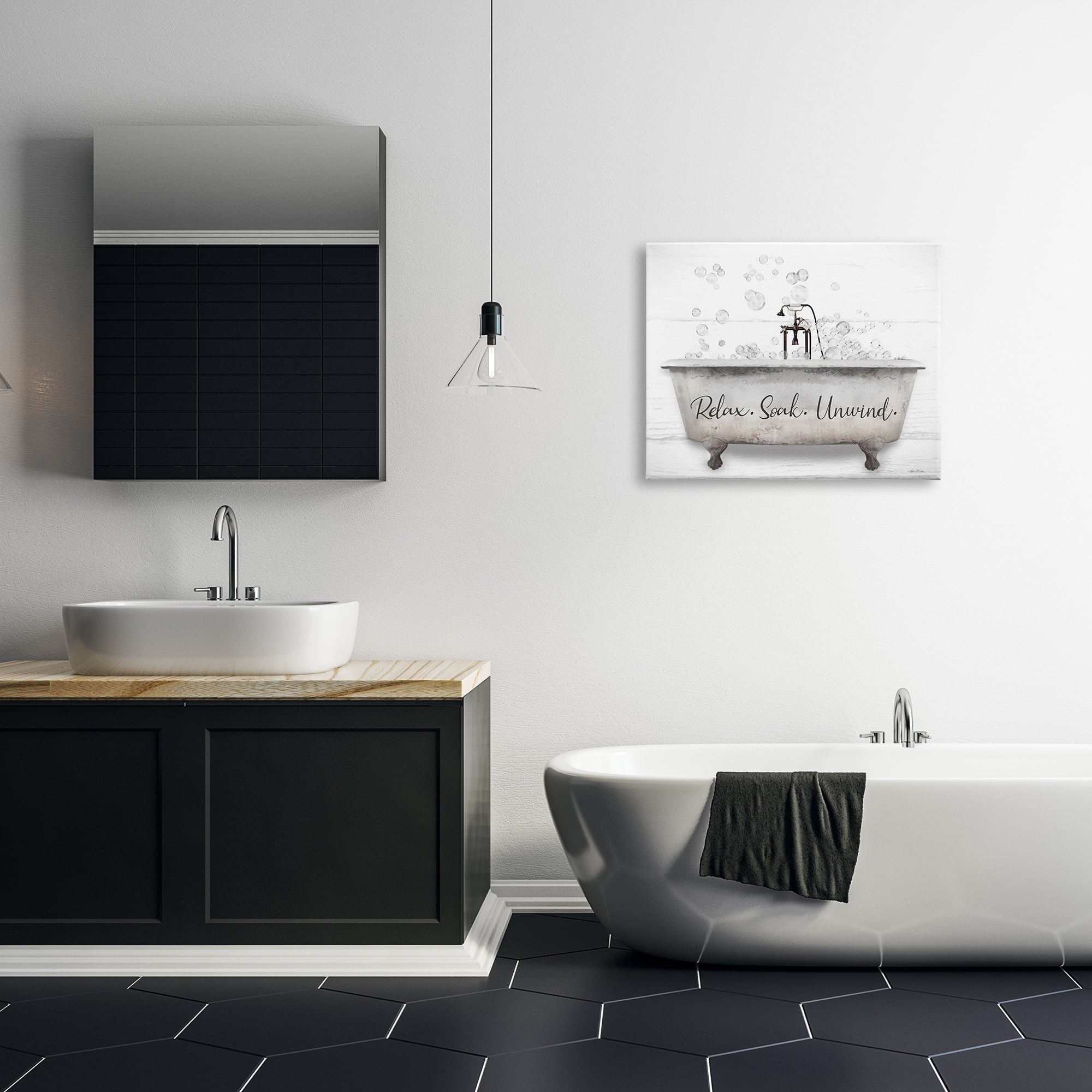 Relax Soak Unwind White Canvas Wall Art