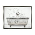 thumbnail image 1 of Stupell Relax Soak Unwind Bathtub Bubbles Typography Painting Gray Floater Framed Art Print Wall Art, 1 of 9