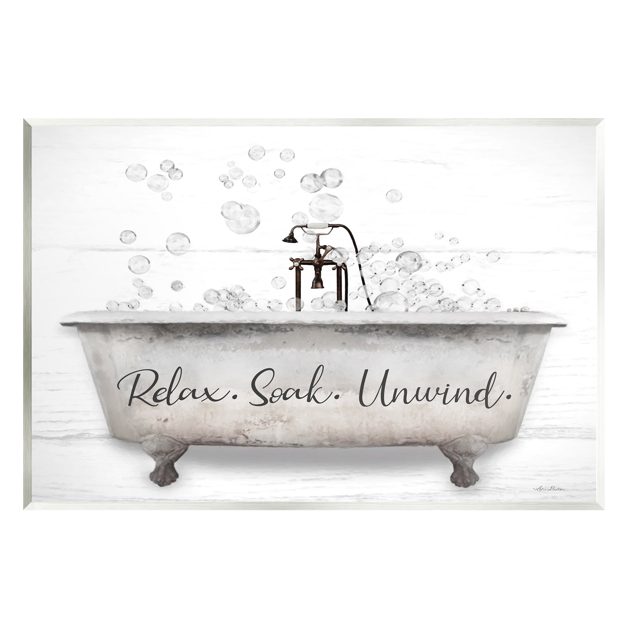 Relax Soak Unwind Rustic Wood Bathroom Wall Plaque