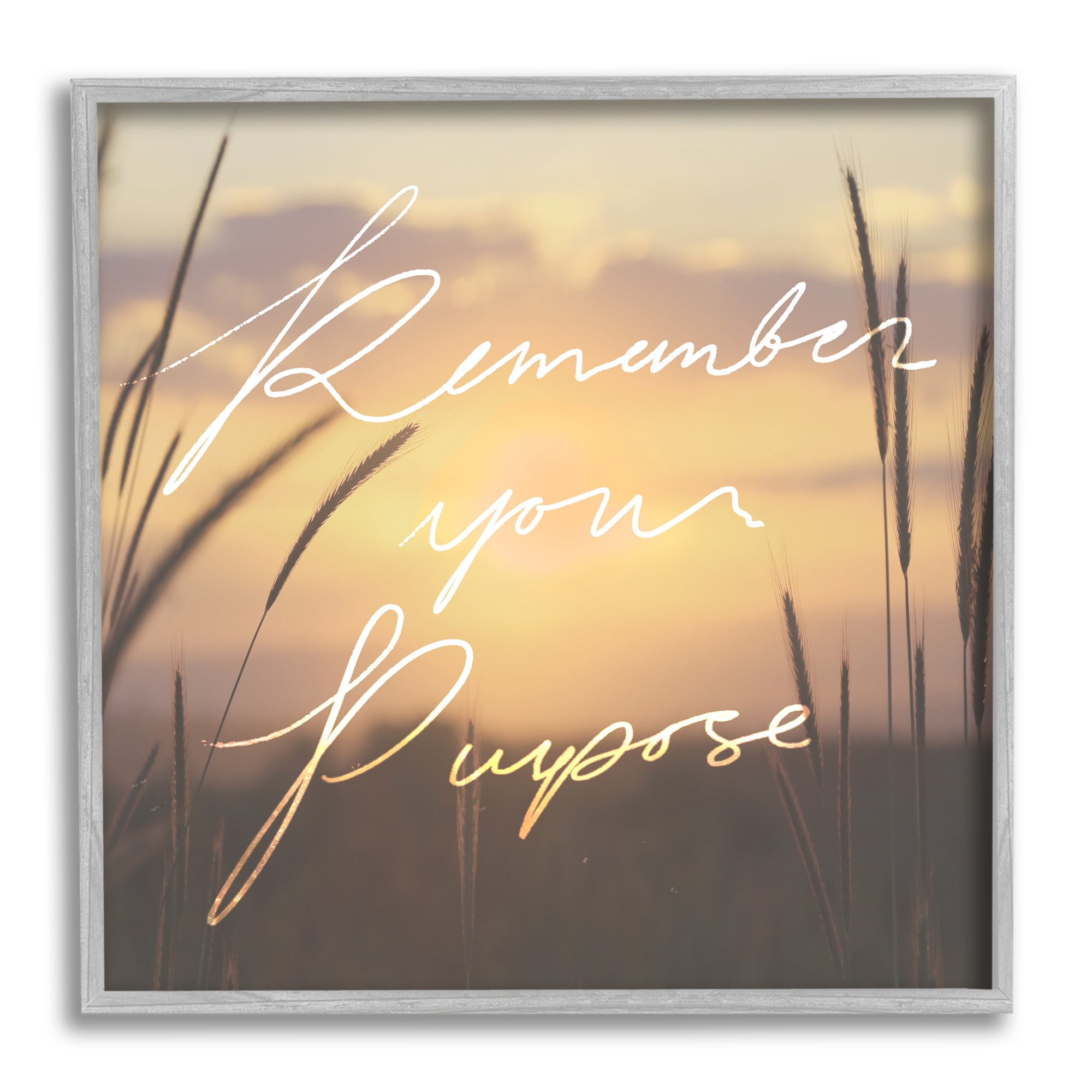 Stupell Remember Your Purpose Sunset Landscape Painting Gray Framed Art Print Wall Art