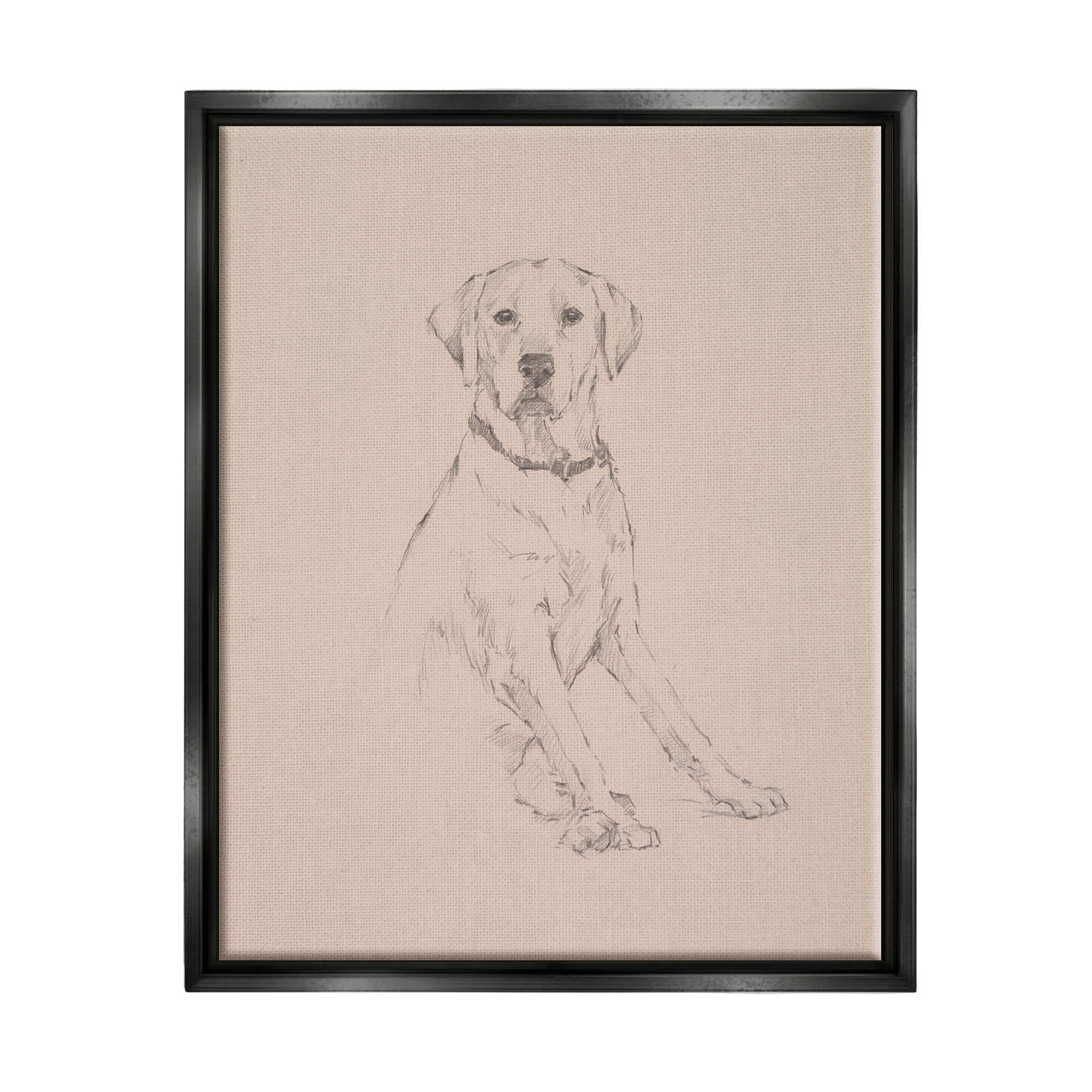 Stupell Retriever Dog Minimal Drawing Animals & Insects Drawing Black Floater Framed Art Print Wall Art