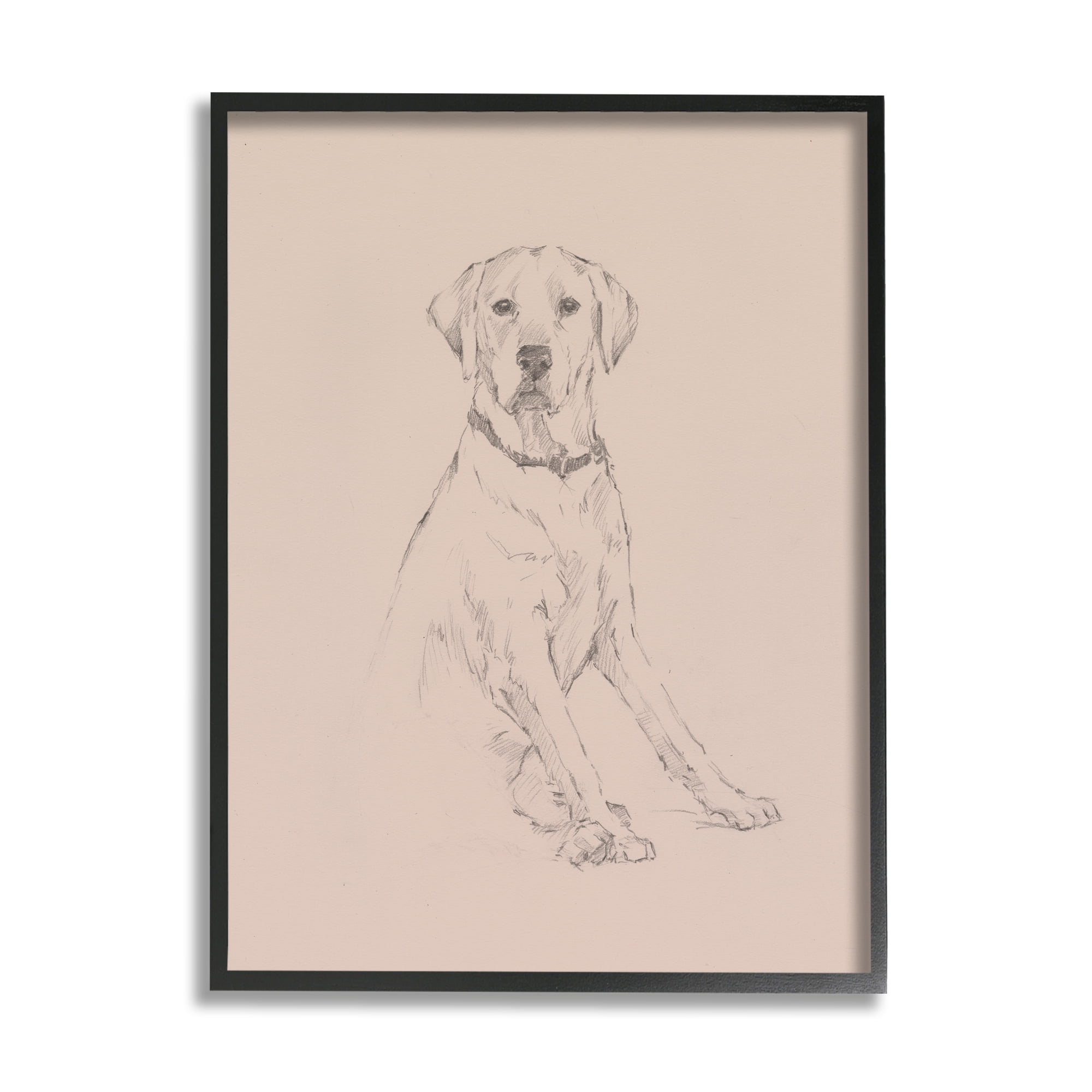 Stupell Retriever Dog Minimal Drawing Animals & Insects Drawing Black Framed Art Print Wall Art