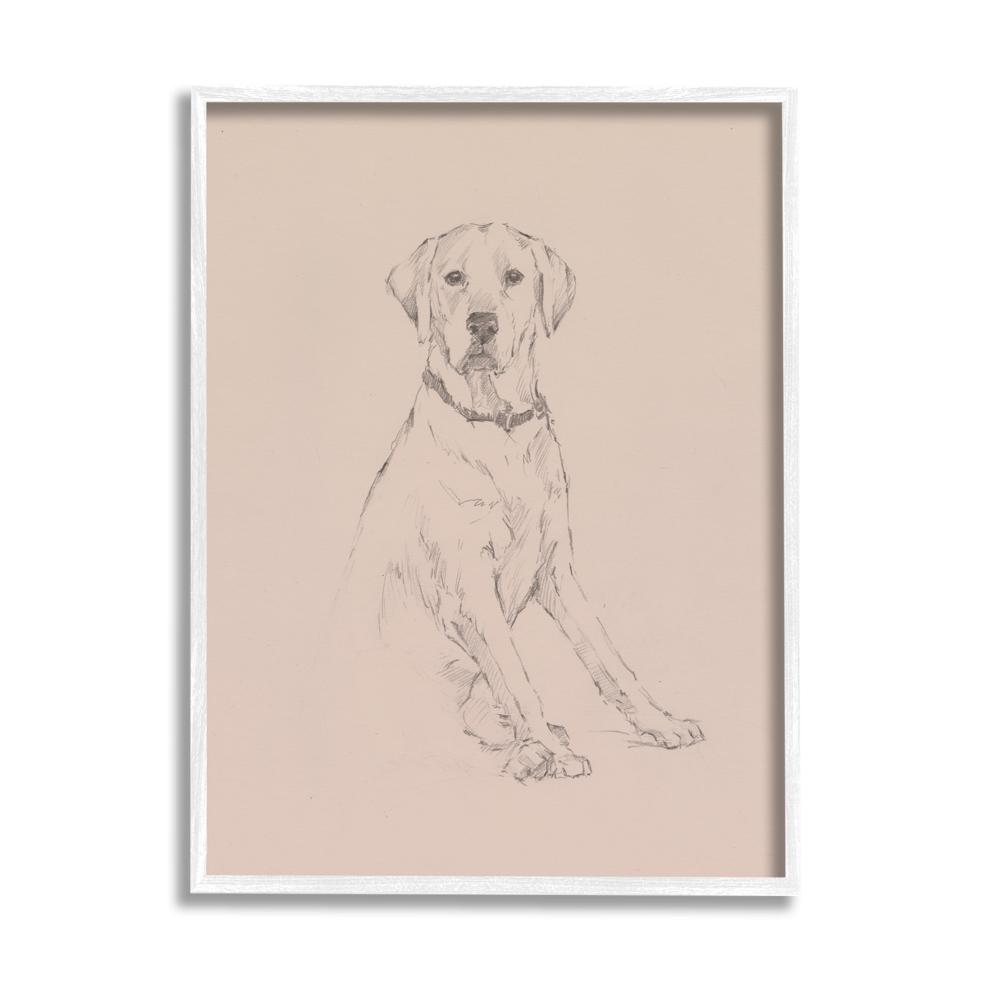 Stupell Retriever Dog Minimal Drawing Animals & Insects Drawing White Framed Art Print Wall Art