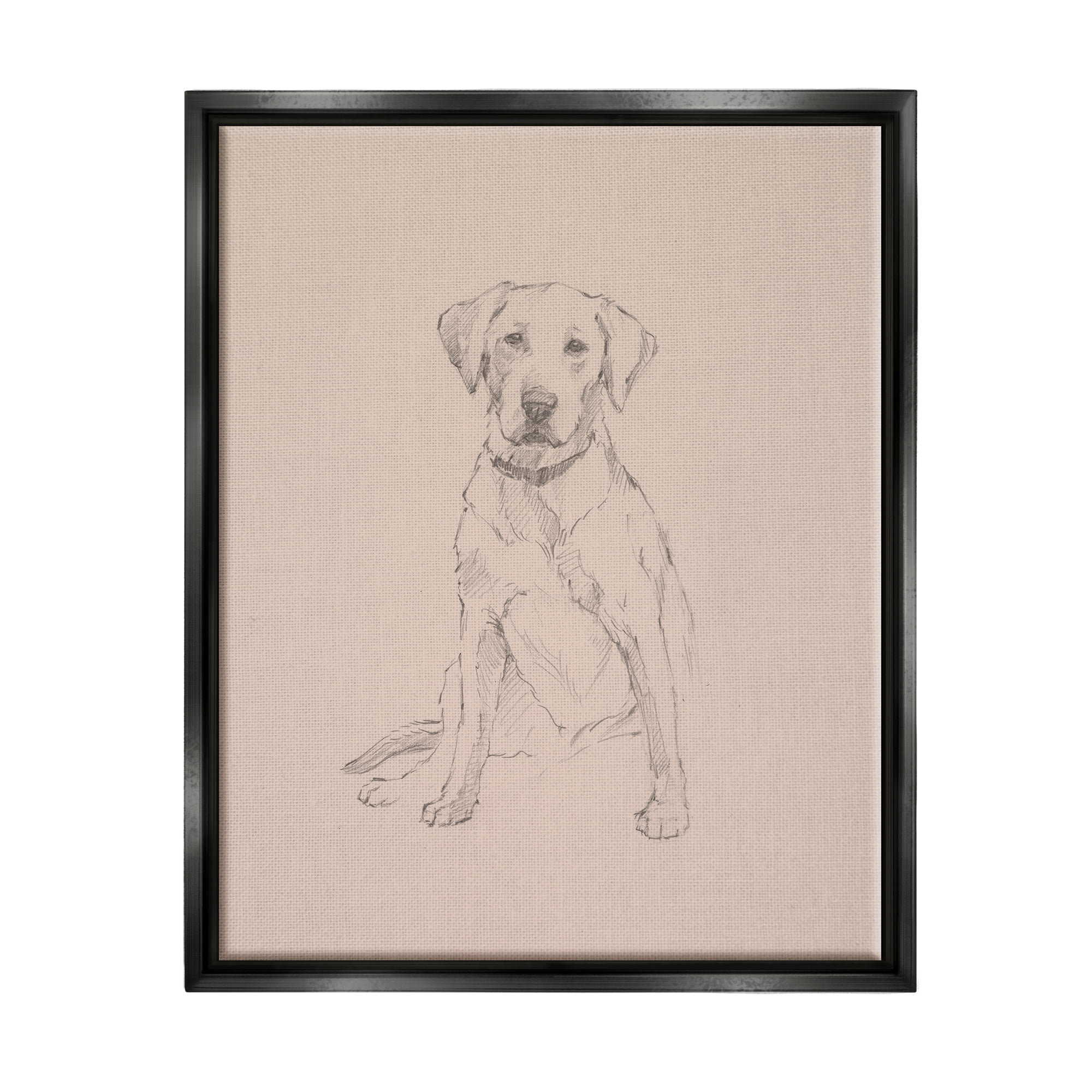 Stupell Retriever Drawing Animal Portrait Animals & Insects Drawing Black Floater Framed Art Print Wall Art