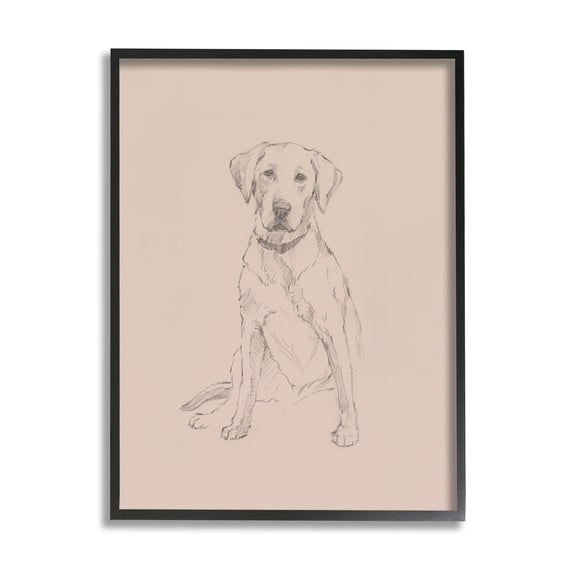 Stupell Retriever Drawing Animal Portrait Animals & Insects Drawing Black Framed Art Print Wall Art