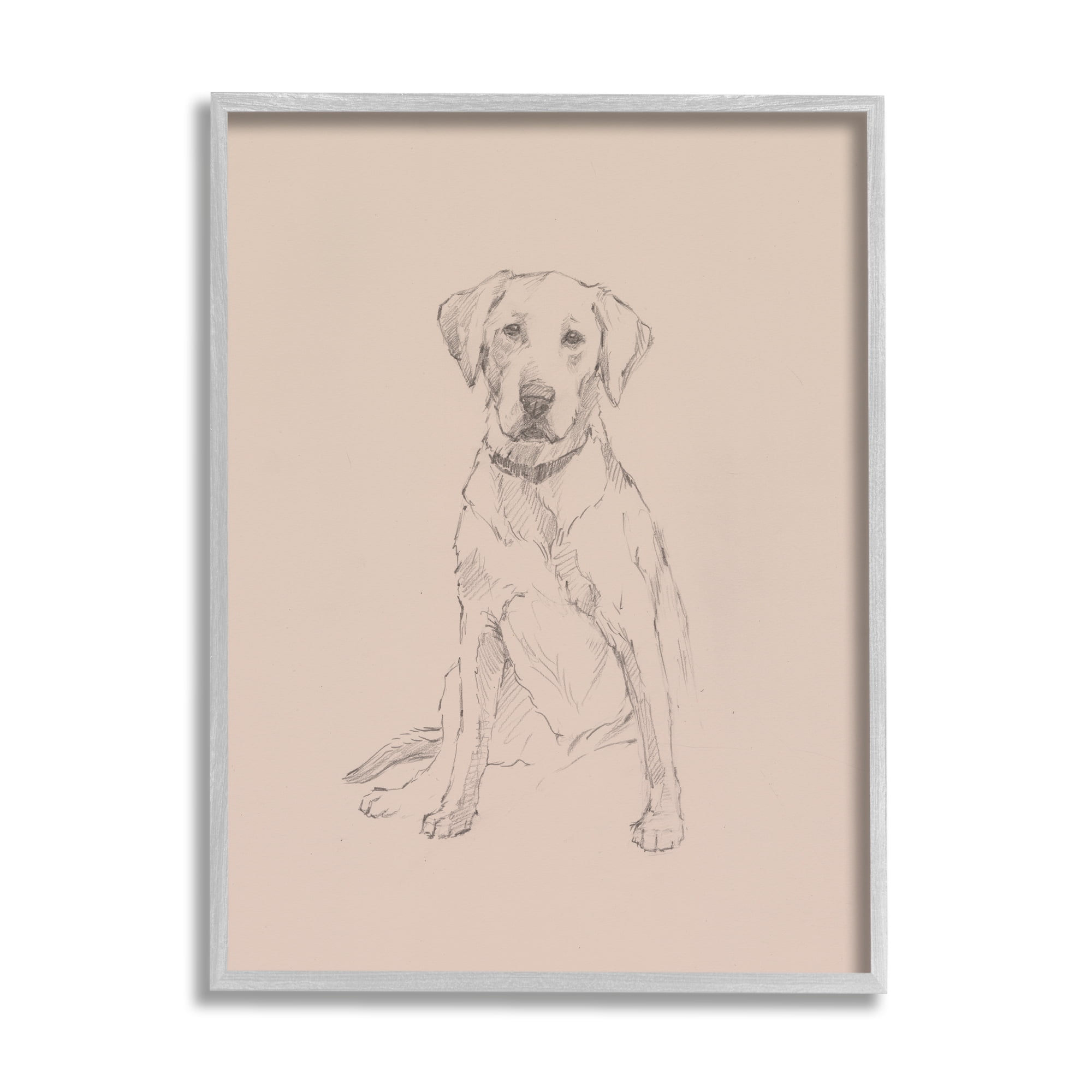 Stupell Retriever Drawing Animal Portrait Animals & Insects Drawing Gray Framed Art Print Wall Art