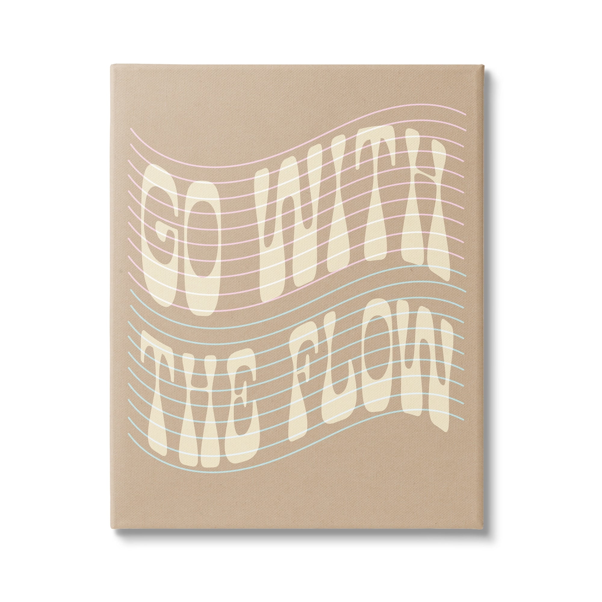 Stupell Retro Go With The Flow Stripes Inspirational Painting Gallery Wrapped Canvas Print Wall Art