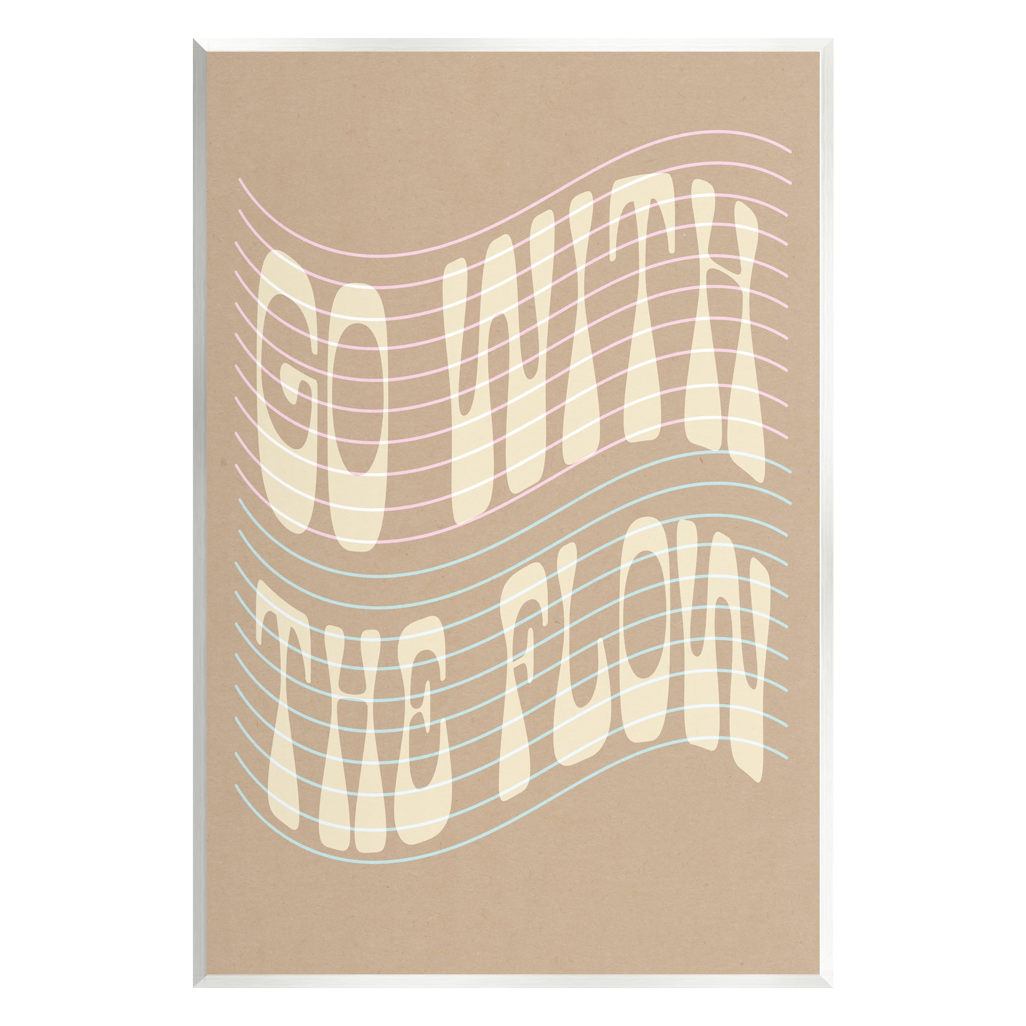 Stupell Retro Go With The Flow Stripes Inspirational Painting Wall Plaque Unframed Art Print Wall Art