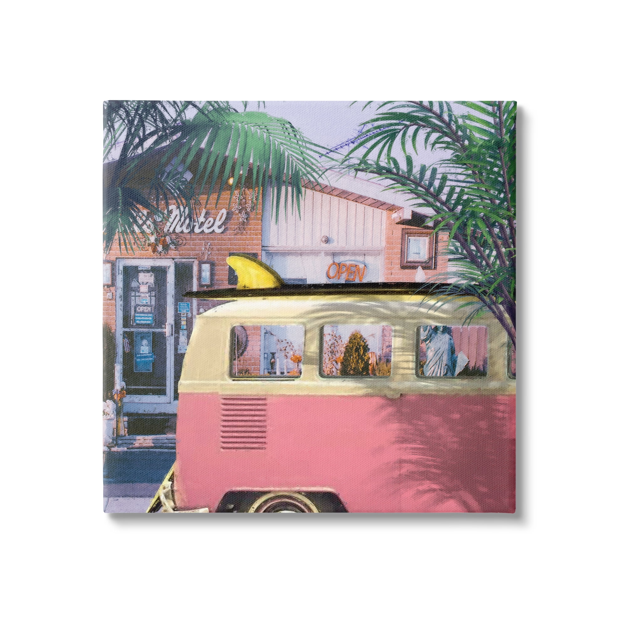Stupell Retro Summer Palms Vacation Landscape Photography Gallery Wrapped Canvas Print Wall Art