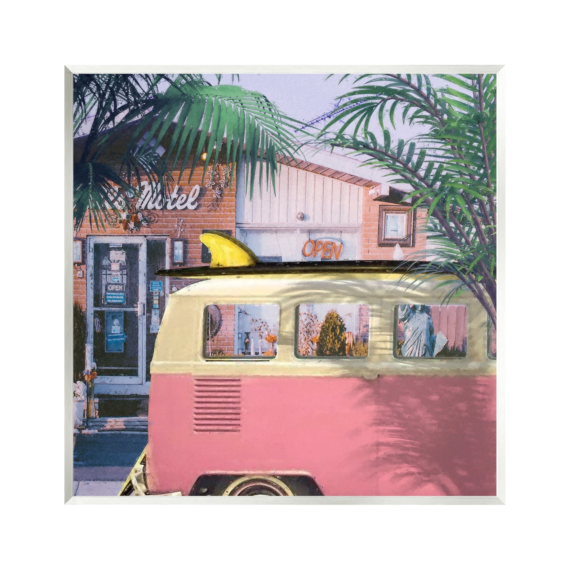Stupell Retro Summer Palms Vacation Landscape Photography Wall Plaque Unframed Art Print Wall Art