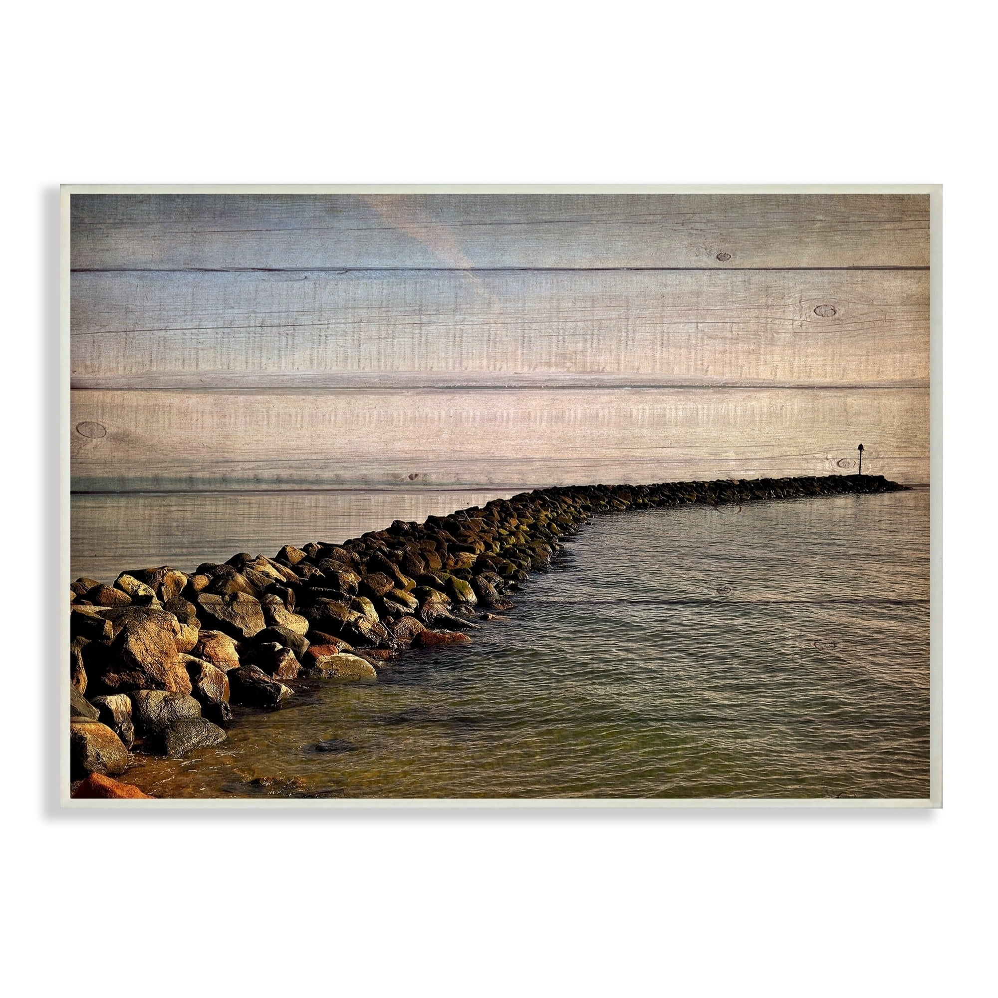 Stupell Rock Path Ocean Plank Photography, Wall Plaque, 10 x 0.5 x 15, A 10 x 15