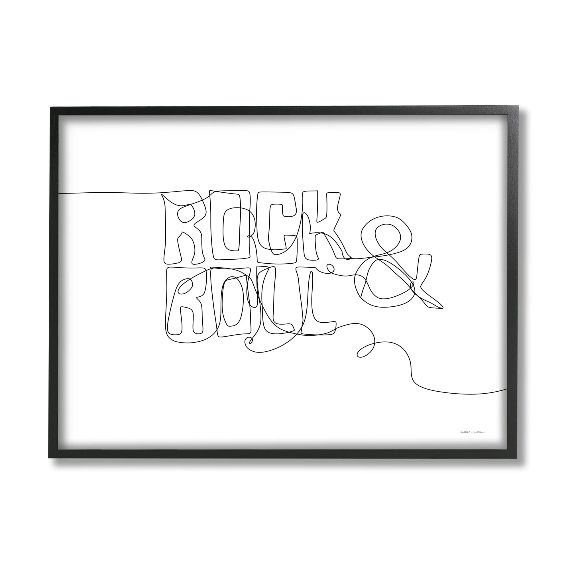 Stupell Rock & Roll Music Line Doodle Beauty & Fashion Painting Black Framed Art Print Wall Art