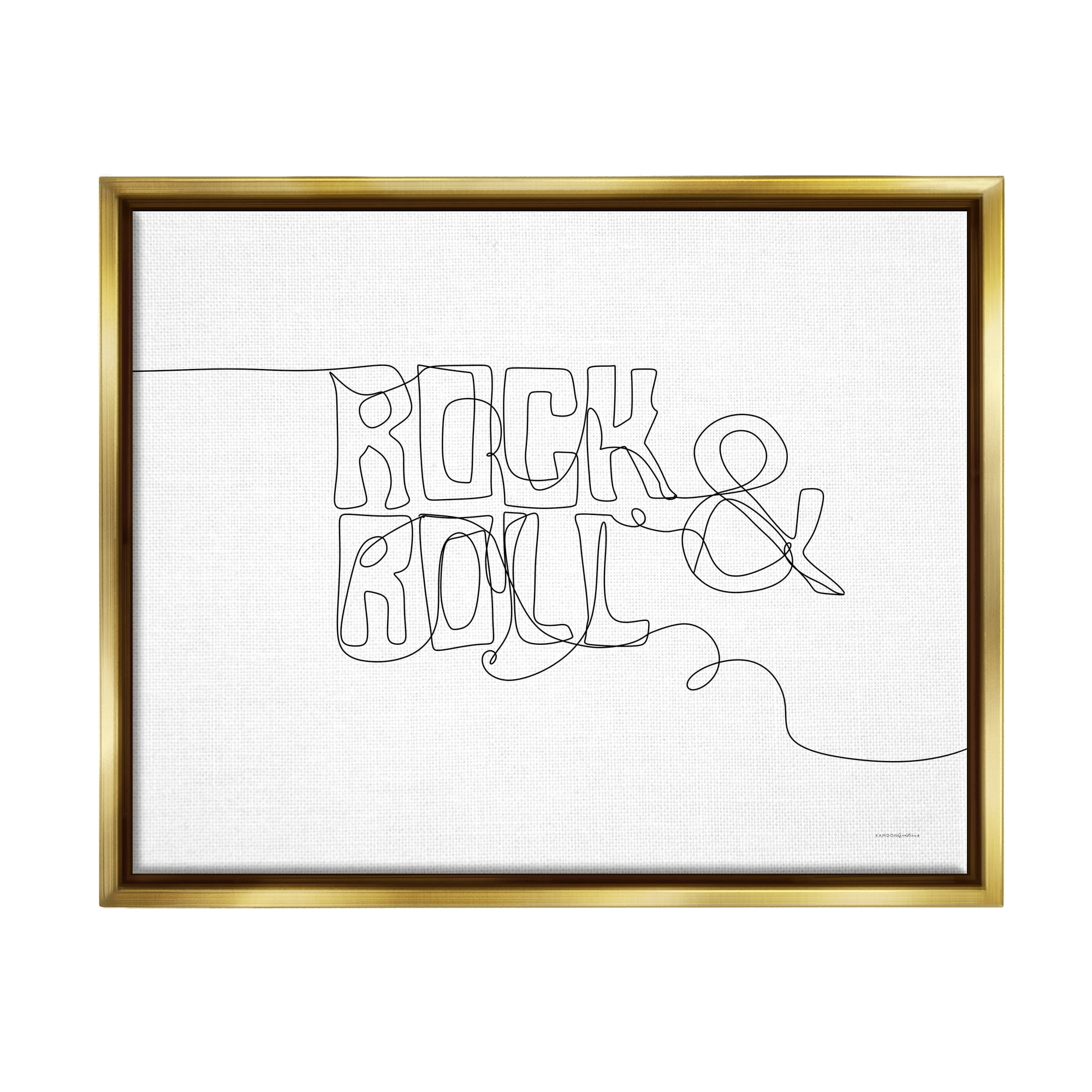 Stupell Rock & Roll Music Line Doodle Beauty & Fashion Painting Gold Floater Framed Art Print Wall Art